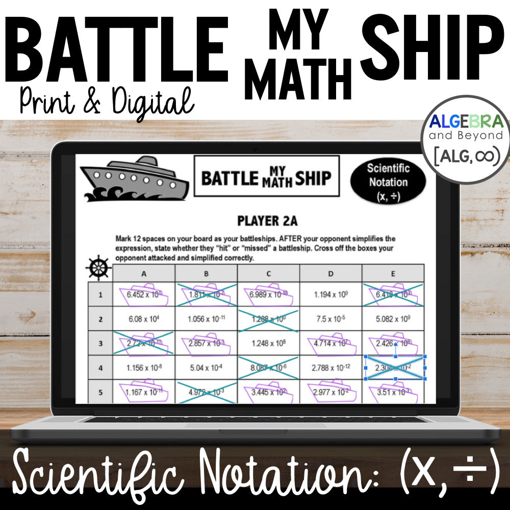Scientific Notation | Multiply | Divide | Battle My Math Ship | Print & Digital