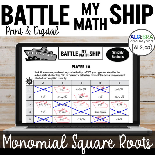 Simplify Radicals | Monomial Square Roots Activity | Print and Digital