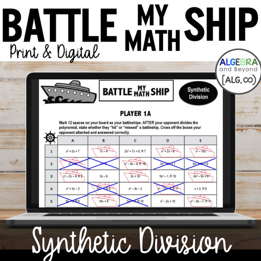 Synthetic Division Activity | Battle My Math Ship Game | Print and Digital