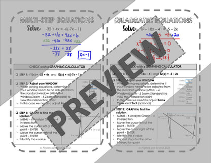 TI-Nspire Calculator Sheet | Window Settings and Graphing Equations