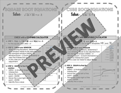 TI-Nspire Calculator Sheet | Window Settings and Graphing Equations