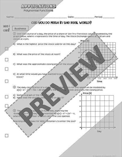 Polynomial Functions - Real World Applications