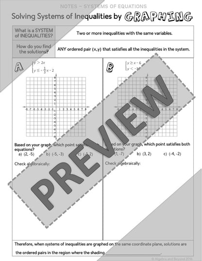 Solving Systems of Inequalities Lesson | Video | Guided Notes | Homework