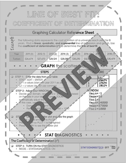 Linear, Quadratic, and Exponential and Coefficient of Determination | TI-84
