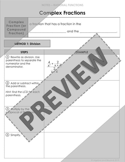Complex Fractions Lesson | Video | Guided Notes | Homework