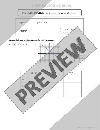 Function Basics Lesson | Warm-Up | Guided Notes | Homework