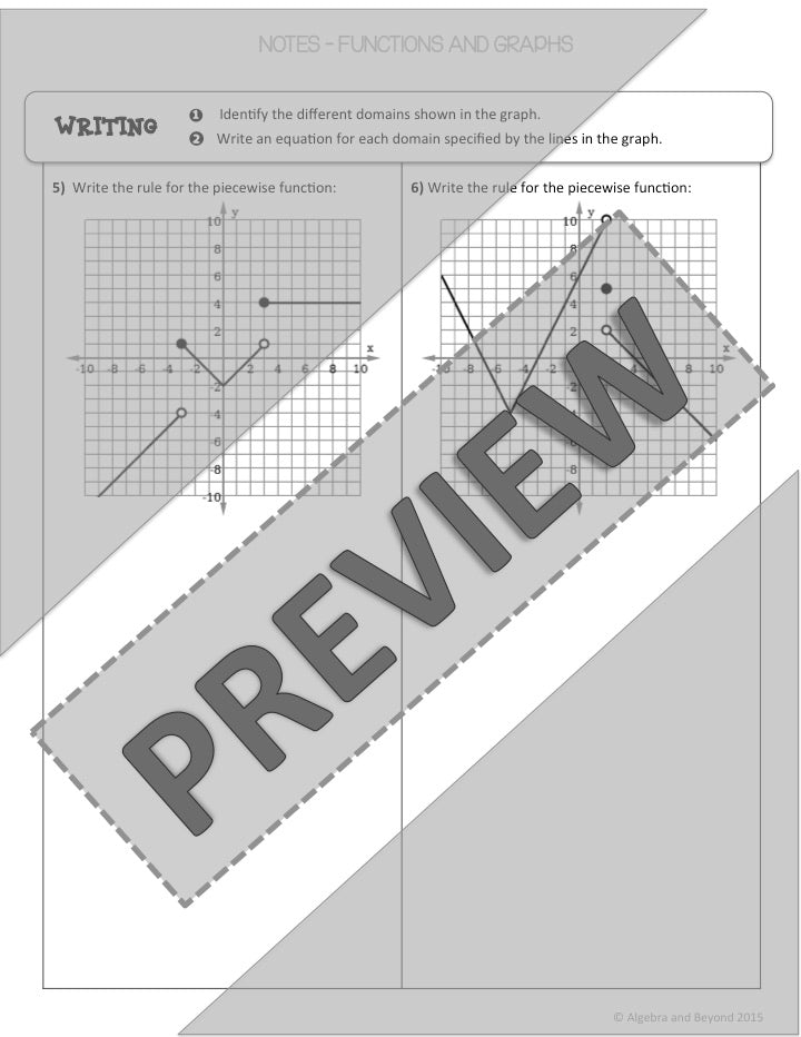 Piecewise Functions Lesson | Algebra 2 | Warmup | Guided Notes | Homework