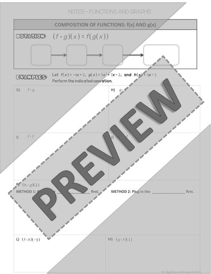 Operations with Functions Lesson | Warm-Up | Guided Notes | Homework