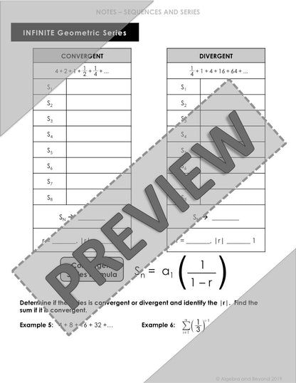 Geometric Series Notation Lesson | Video | Guided Notes | Homework