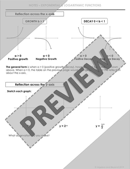Graph Exponential Functions Lesson | Video | Guided Notes | Homework