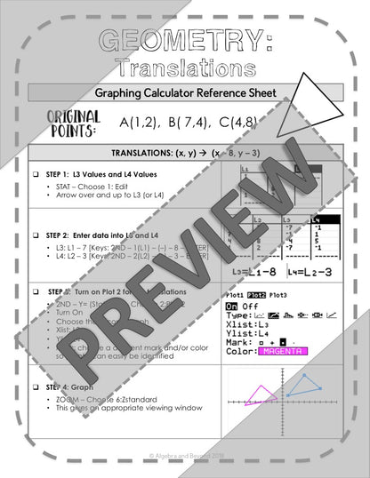 Geometry Transformations: Reflect, Translate, and Dilate | TI-84 Calculator