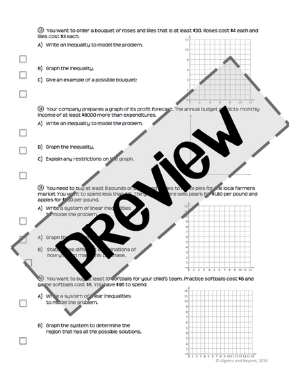 Systems of Equations and Inequalities - Real World Applications