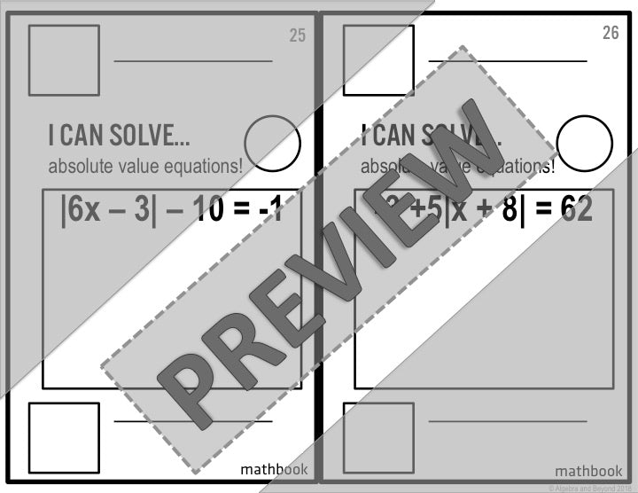 Absolute Value Equations Activity - Mathbook