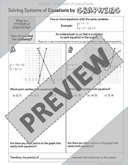 Solving Systems of Equations by Graphing Lesson | Video | Notes | Homework