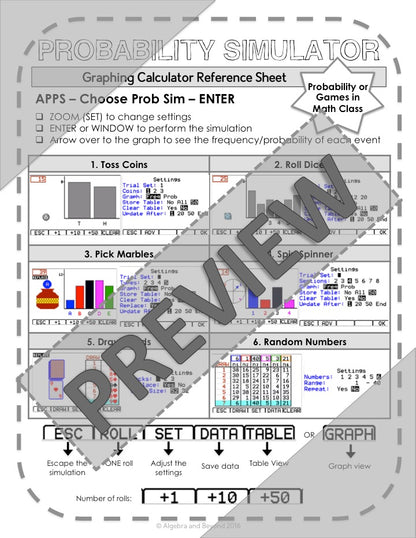 Probability Simulator | TI-84 Graphing Calculator Reference Sheet