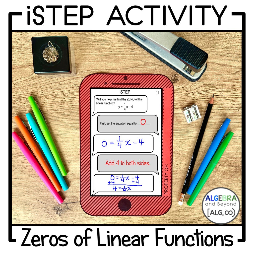 Find Zeros of Linear Functions Activity | iStep